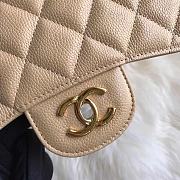 1112 Beige Large Size 30cm Caviar Leather Flap Bag - 3