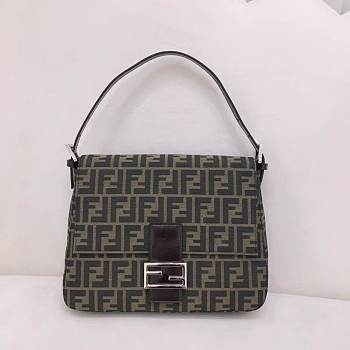 Fendi Zucca Mamma Baguette Shoulder Bag Black Brown