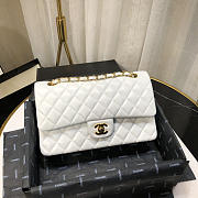 CHANEL 1112 White Medium Size 2.55 Lambskin Leather Flap Bag With Gold/Silver - 2