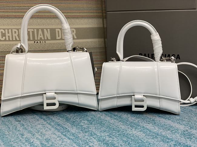 BALENCIAGA HOURGLASS XS/S TOP HANDLE BAG White - 1