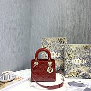 Lady Dior Patent Red leather 20cm  - 2