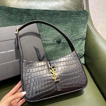 YSL LE 5 À 7 HOBO BAG IN CROCODILE-EMBOSSED SHINY LEATHER