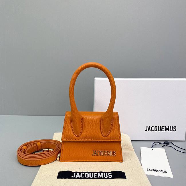 Jacquemus mini tote bag orange leather 12cm - 1