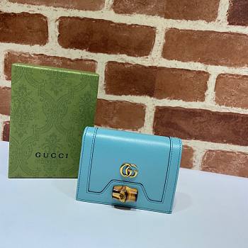 Gucci Diana card case wallet in blue leather