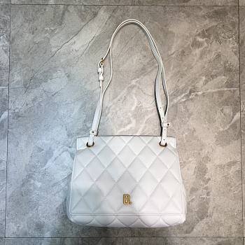 Balenciaga shoulder tote bag in white - golden hardware 25cm