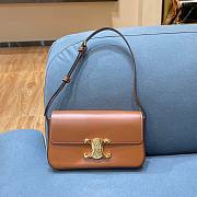 Celine Triomphe Shoulder Bag Shiny Calfskin Brown - 1