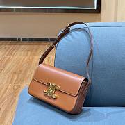 Celine Triomphe Shoulder Bag Shiny Calfskin Brown - 3