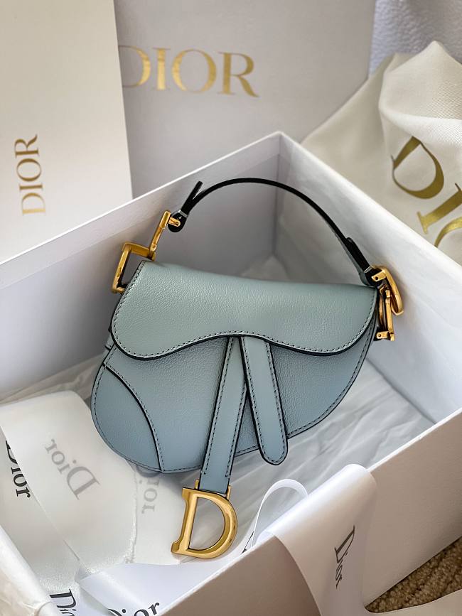 Dior Micro Saddle Mini Grained Leather in Blue - 1