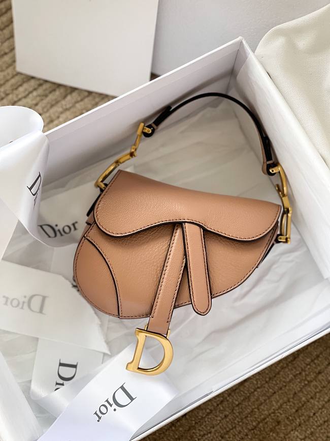 Dior Micro Saddle Mini Grained Leather in Beige - 1