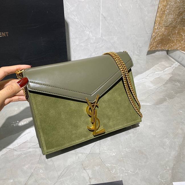 YSL Cassandra Monogram Bag in Box leather and Suede green - 1