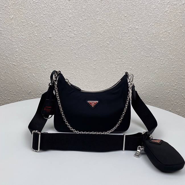 Prada Re-Edition 2005 Nylon Bag Black -Red 1BH204 - 1