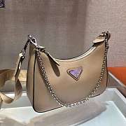 Prada Re-Edition 2005 Saffiano beige leather bag - silver  1BH204 - 5