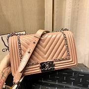 Chanel Medium Crinkled Calfskin Chevron Boy Flap Bag Beige - 5