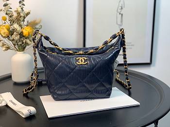 Chanel Crumpled Lambskin Mini Hobo Bag Blue