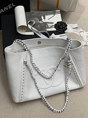 Chanel Soft Calfskin Shopping Bag Top Handle White - 3