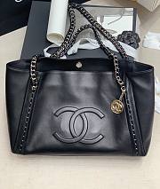 Chanel Soft Calfskin Shopping Bag Top Handle Black - 1