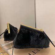 FENDI First Small mink black leather bag | 8BP129 - 5