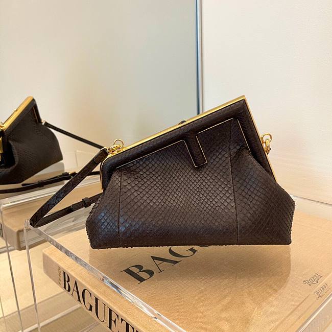 FENDI First Small Dark brown python leather bag | 8BP129 - 1