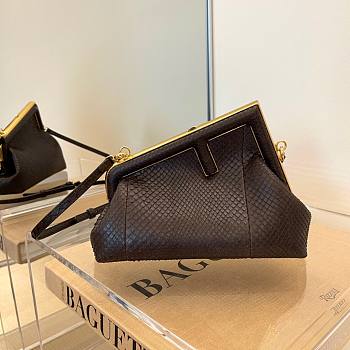 FENDI First Small Dark brown python leather bag | 8BP129