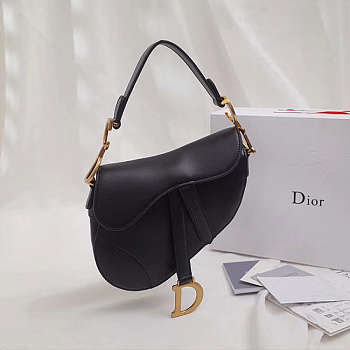 Dior saddle bag original leather black 20cm M0446