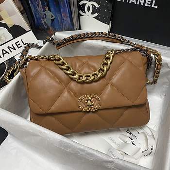 Chanel 19 Medium Handbag Lambskin Brown AS1160