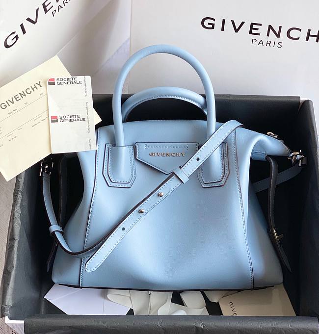 Givency Medium Antigona Soft Bag In Blue Leather - 1