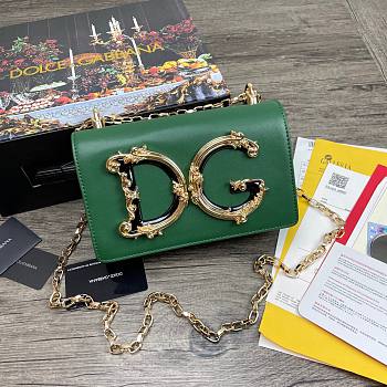 D&G Nappa leather DG Girls shoulder bag in green