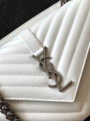 YSL MEDIUM COLLEGE BAG IN WHITE MATELASSÉ LEATHE SILVER HARDWARE - 3