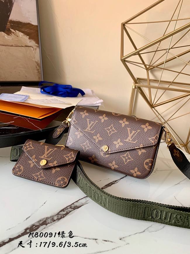 LV FELICIE STRAP & GO Green Strap M80091 - 1