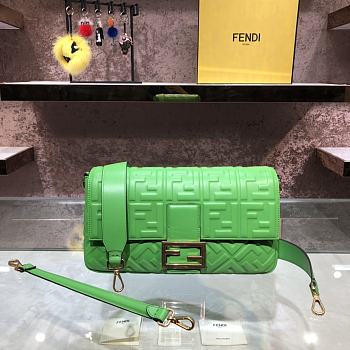 Fendi Baguete green leather bag 32cm 