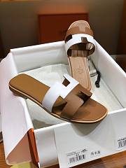 Hermes Slippers White/ Brown - 3