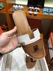 Hermes Slippers White/ Brown - 6