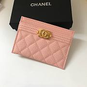 Chanel pink card holder in gold hardware - 1