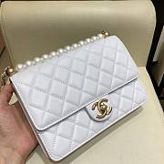 Chanel pearl Woc leather rhombic flap bag in white - 2