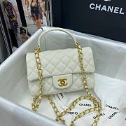 Chanel grained calfskin top handle flap bag white 20cm - 1