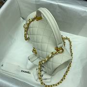 Chanel grained calfskin top handle flap bag white 20cm - 6