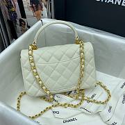 Chanel grained calfskin top handle flap bag white 20cm - 4