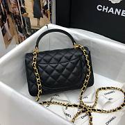 Chanel grained calfskin top handle flap bag black 20cm - 2