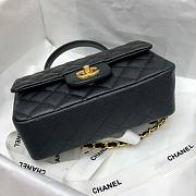 Chanel grained calfskin top handle flap bag black 20cm - 3