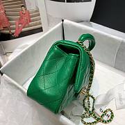 Chanel grained calfskin top handle flap bag green 20cm - 2