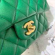 Chanel grained calfskin top handle flap bag green 20cm - 3