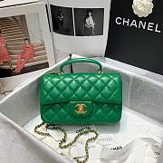 Chanel grained calfskin top handle flap bag green 20cm - 4