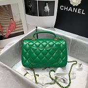 Chanel grained calfskin top handle flap bag green 20cm - 5