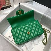 Chanel grained calfskin top handle flap bag green 20cm - 6