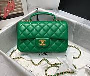 Chanel grained calfskin top handle flap bag green 20cm - 1