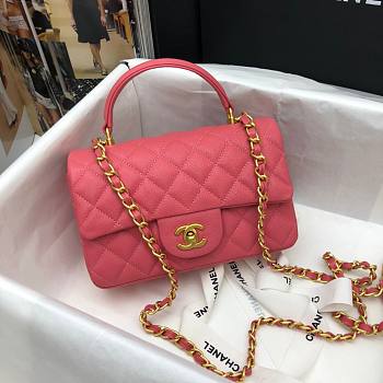 Chanel grained calfskin top handle flap bag pink 20cm
