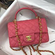 Chanel grained calfskin top handle flap bag pink 20cm - 4