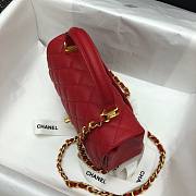 Chanel grained calfskin top handle flap bag red 20cm - 2