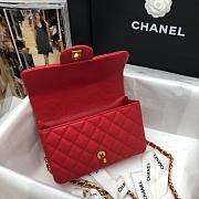 Chanel grained calfskin top handle flap bag red 20cm - 3