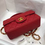 Chanel grained calfskin top handle flap bag red 20cm - 4